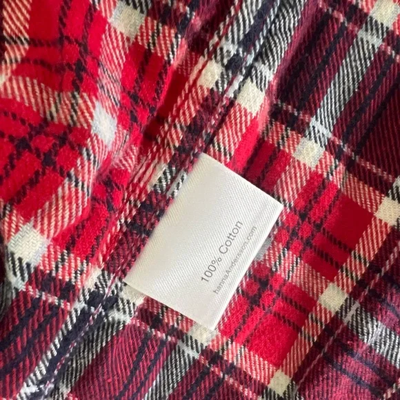 Hanna Andersson Boys Plaid Button Down Flannel Shirt - Red, White & Blue - Picture 4 of 4